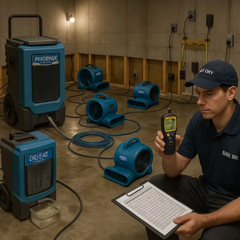 Structural Drying and Dehumidification process in Roma, TX